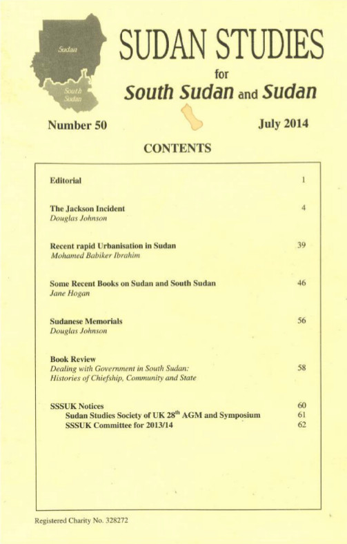 Cover of 'Sudan Studies' No. 50