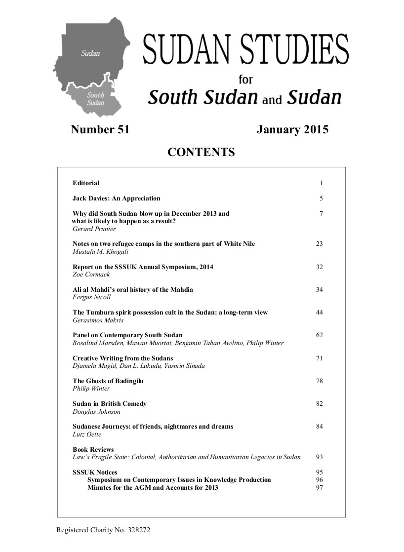 Cover of 'Sudan Studies' No. 51
