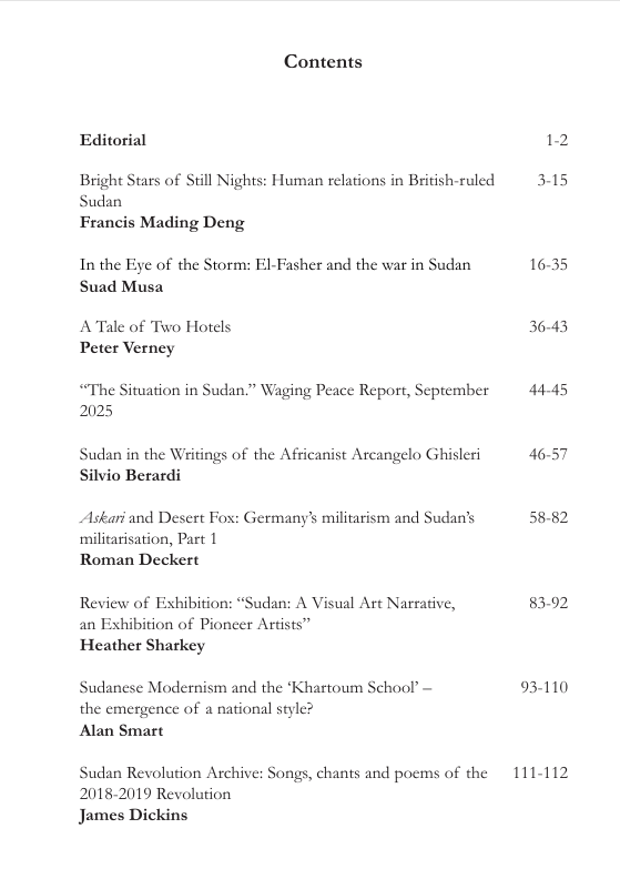 Sudan Studies journal table of contents page 1